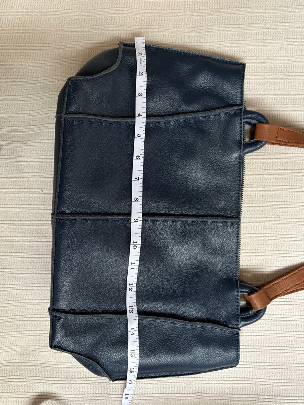 The Sak Indigo Satchel Tote Bag with Brown Handles - Picture 7 of 14